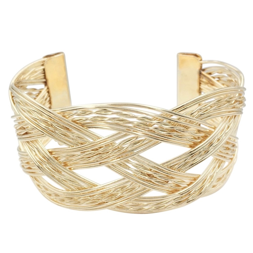 Gold Tone Braided Wire Cuff Bracelet